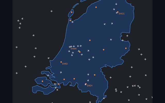Live map of aircraft over the Netherlands